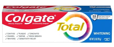 Colgate Total Whitening Gel Toothpaste, Mint - 3.3 oz