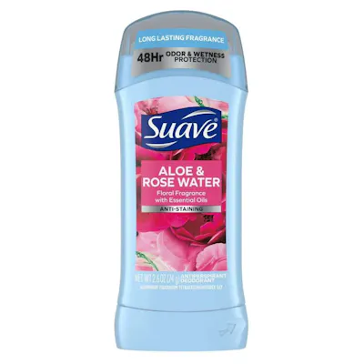 Suave Invisible Solid Antiperspirant Deodorant, Aloe &amp; Rose Water - 2.6 oz