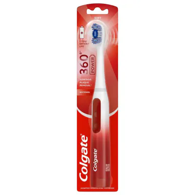 Colgate 360 Power Whitening Toothbrush, Battery Operated - Soft
