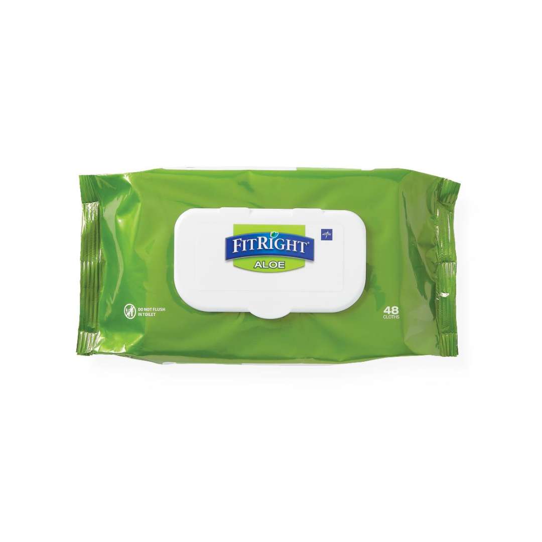 FitRight Aleo Personal Cleansing Wipes - 48 per Pack, 8" x 10"