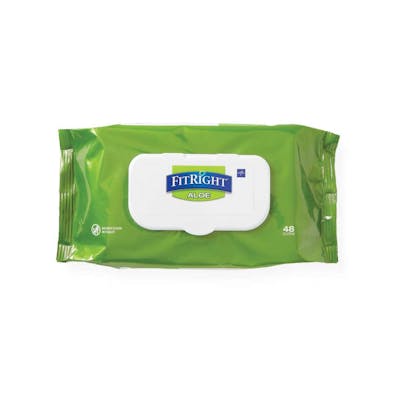 FitRight Aleo Personal Cleansing Wipes - 48 per Pack, 8" x 10"