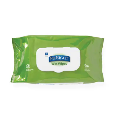 FitRight Aleo Personal Cleansing Wipes - 100 per Pack, 8" x 10"