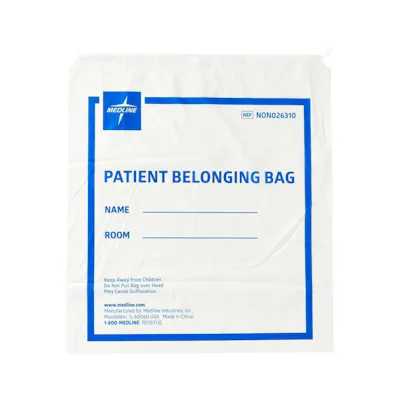 Drawstring Patient Belonging Bags, 18" x 20" - White