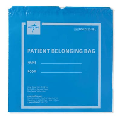 Drawstring Patient Belonging Bags, 20" x 20" - Blue
