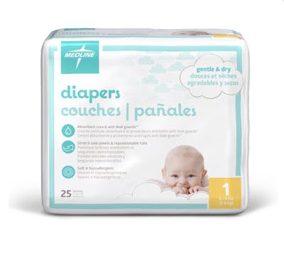 Disposable Baby Diapers - Size 1, 25 Count