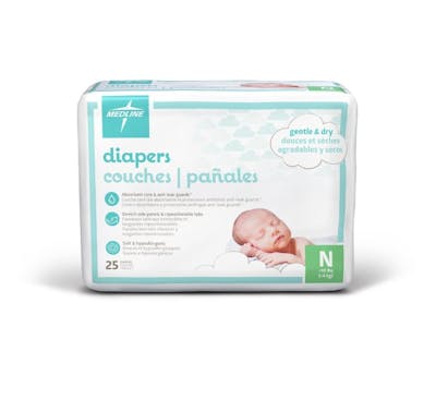 Disposable Baby Diapers - Size Newborn, 25 Count