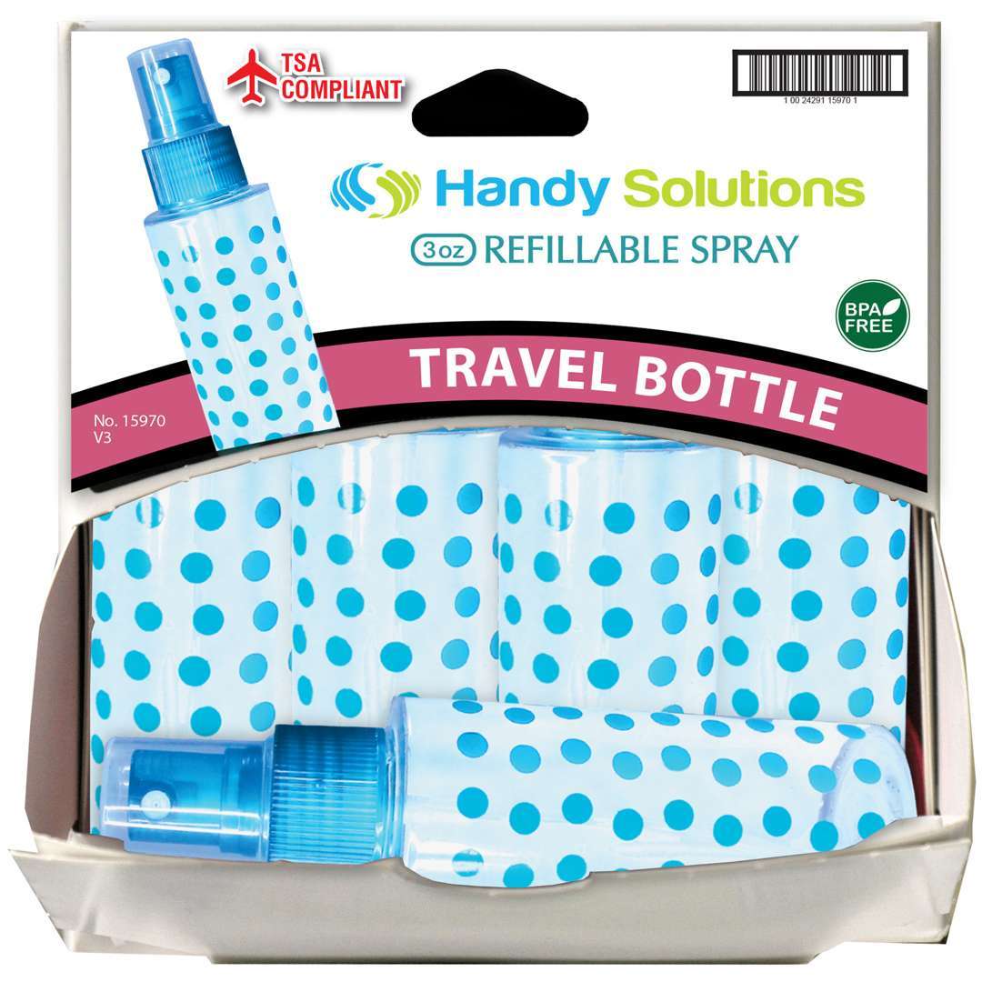 Wholesale Travel Spray Bottle Displays 3 oz, Printed