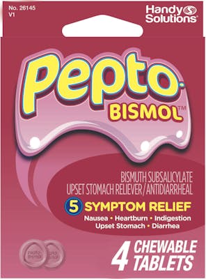 Pepto Bismol Chewable Tablets - 4 Pack, Travel Size