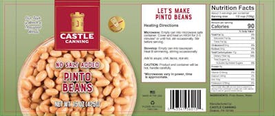 Canned Pinto Beans, No Salt Added - Full Pallet