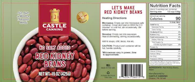 Canned Red Kidney Beans, No Salt Added- Full Pallet