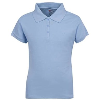 Juniors' Polo Uniform Shirts - Light Blue, Size Small