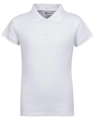 Juniors' Polo Uniform Shirts - White, Size Large