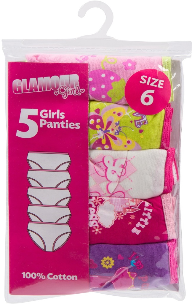 Girls 100% Cotton Assorted Printed Underwear Size 6 - at