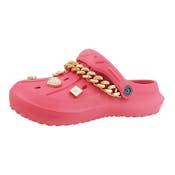 Women's Rhinestone Clogs - Pink, Gold Accents, Sizes 6-10