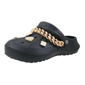 Women's Rhinestone Clogs - Black, Gold Accents, Sizes 6-10