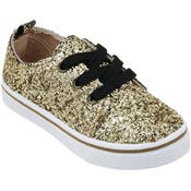 Girls' Canvas Sneakers - Gold Glitter, Size 5-10