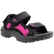 Girls' Active Sandals - Black with Hot Pink, Sizes 7-12, Age 2-4 Years