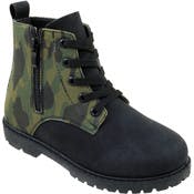 Kids' Combat Boots - 11-4, Camo/Black, Side Zip