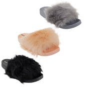 Women's Fur Slides - Size 6-10, Assorted