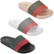 Women's Tri-Color Slides - Rhinestones, Size 5-9