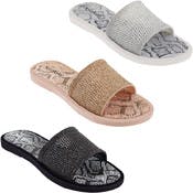Women's Slides - Snake Print, Size 6-10