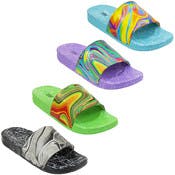 Women's Marble Slides - 4 Swirl Designs, Sizes 6-10