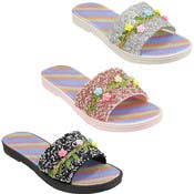 Women's Rainbow Floral Slides - 3 Colors, Sizes 6-10