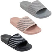 Woman's Striped Knit Slides - Size 6-10, Assorted