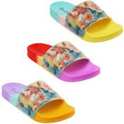 Women's Floral Rhinestone Slides - Size 6-10