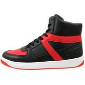 Men's High Top Sneakers - Black/Red, Sizes 7-12