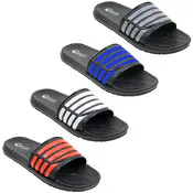 Men's Stripe Slides - 4 Colors, Sizes 7-12