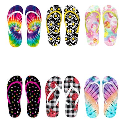 Girls' Printed Flip Flops - Size 11-3