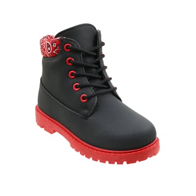 Kids' Boots - 11-3, Black/Red Accent, Lace Up