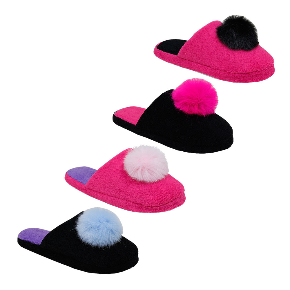 Wholesale Women's Pom Pom Slippers (SKU 2279938) DollarDays