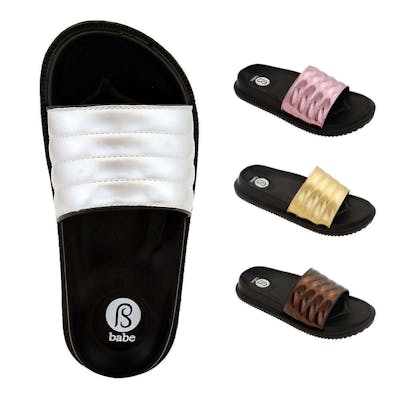 Women's Puffy Slides - Metallic, Size 6-10