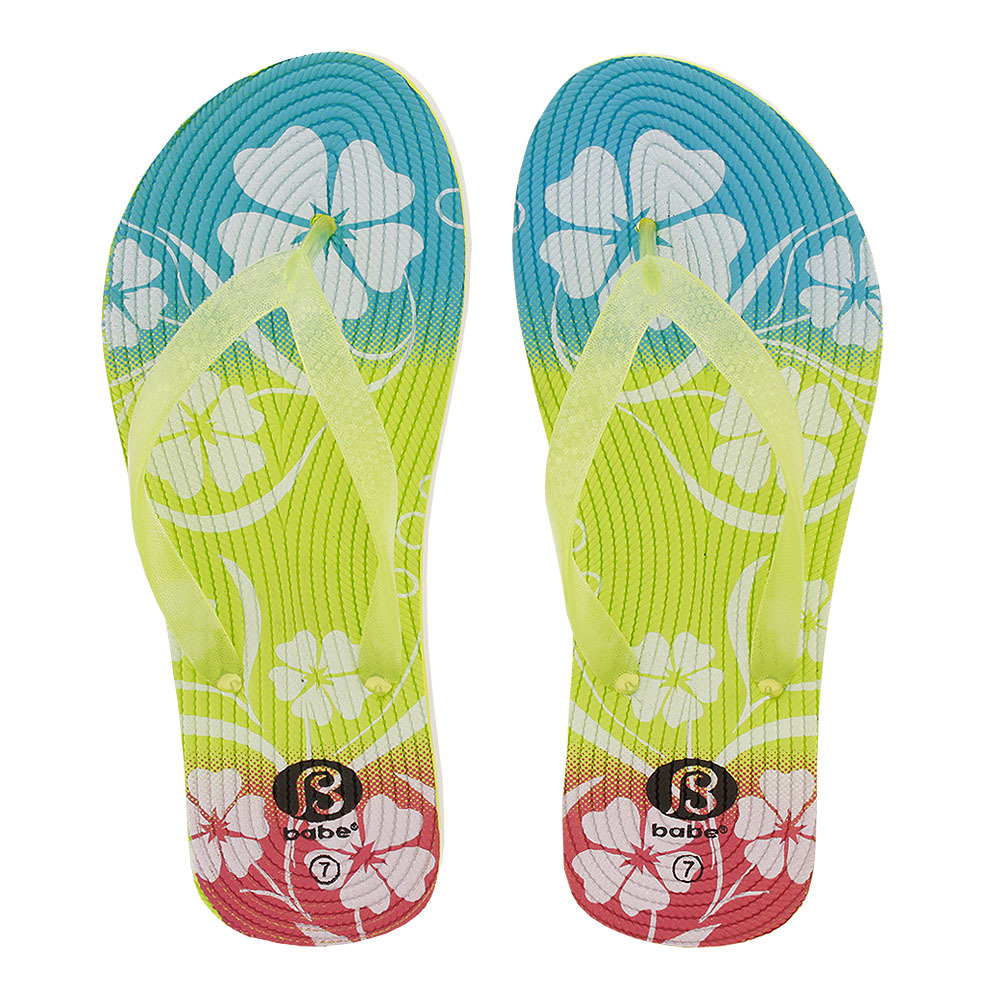 white floral flip flops
