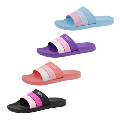 Women's Tri Color Slides - 4 Color Combos, Sizes 6--10