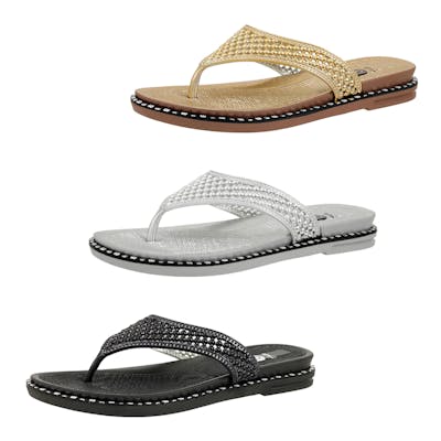 Women's Metallic Bead Sandals - 3 Colors, Size 6-10
