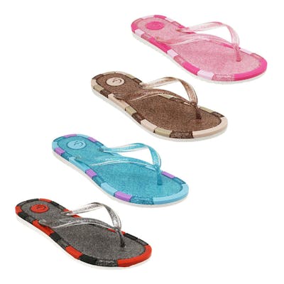 Women's Glitter Flip Flops - Assorted, Size 6-10