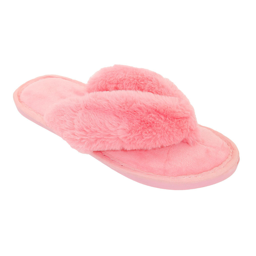 Wholesale Women's Faux-Fur Flip Flop Slippers | DollarDays
