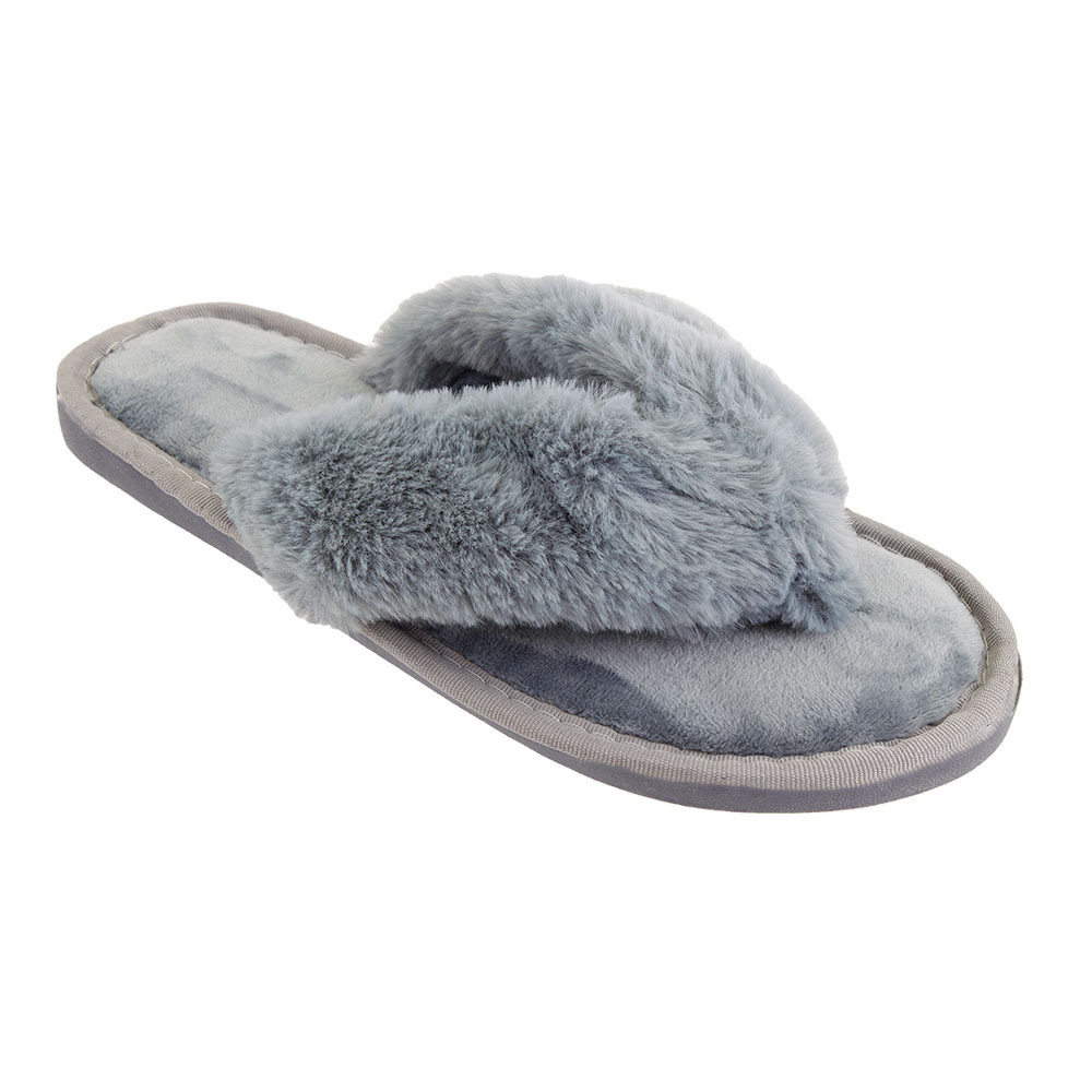 Wholesale Women's Faux-Fur Flip Flop Slippers | DollarDays