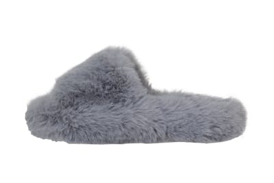 Women's Fuzzy Slide Slippers - S-L, Gray