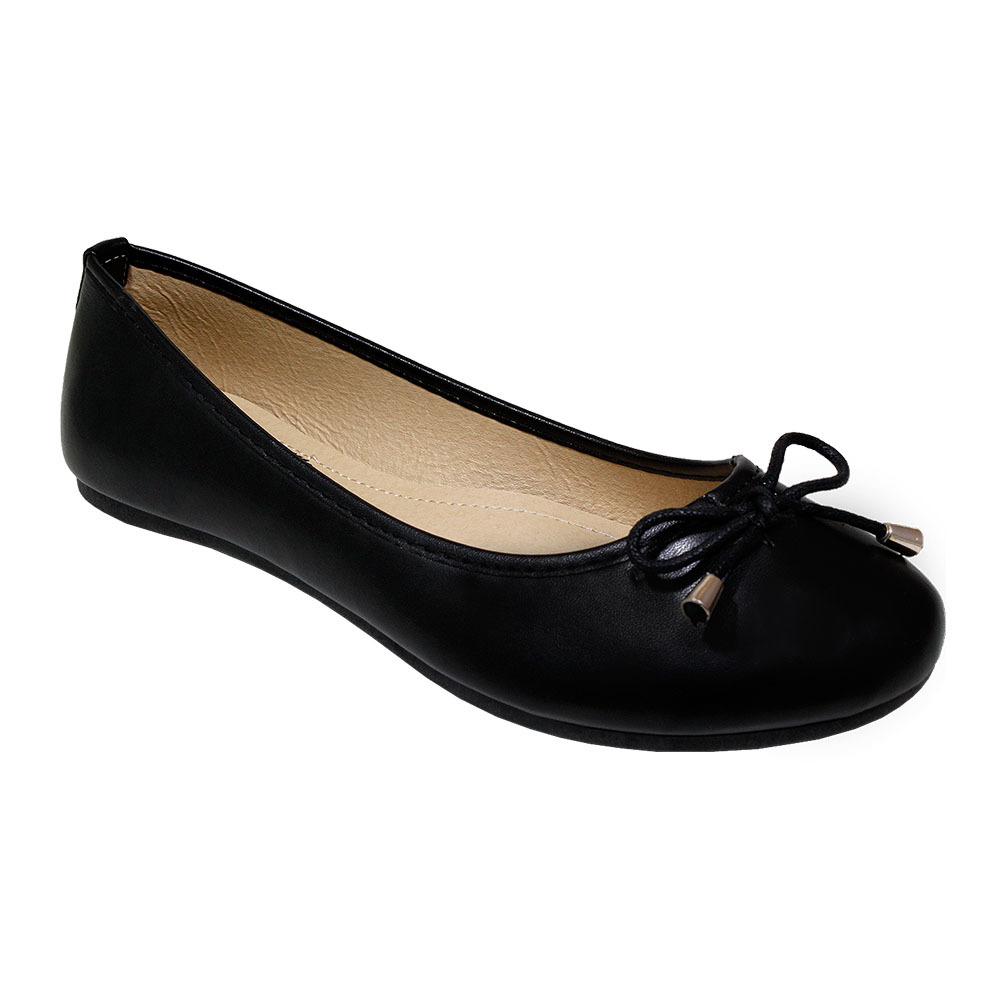 Wholesale Women's Black Slip On Ballerina Flats with Bow Sizes 6-10 (SKU 2273659) DollarDays