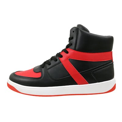 Men's High Top Sneakers - Black/Red, Sizes 7-12