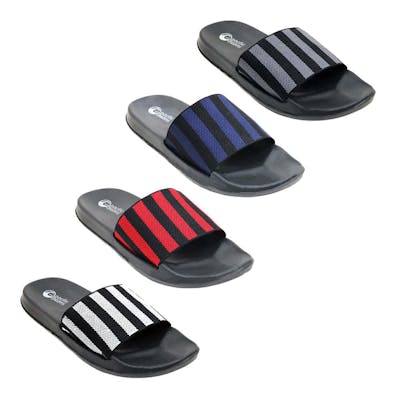 Men's Knit Slides - 4 Color Combos, Size 7-12