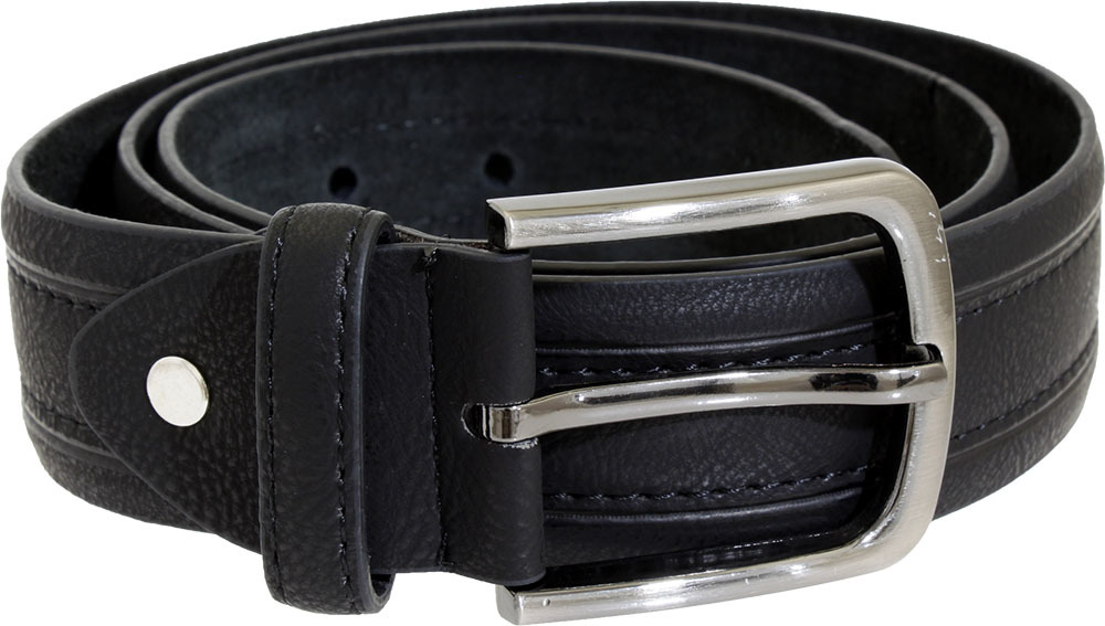Wholesale Men's Black Leather Belts - Double Stitched, 32