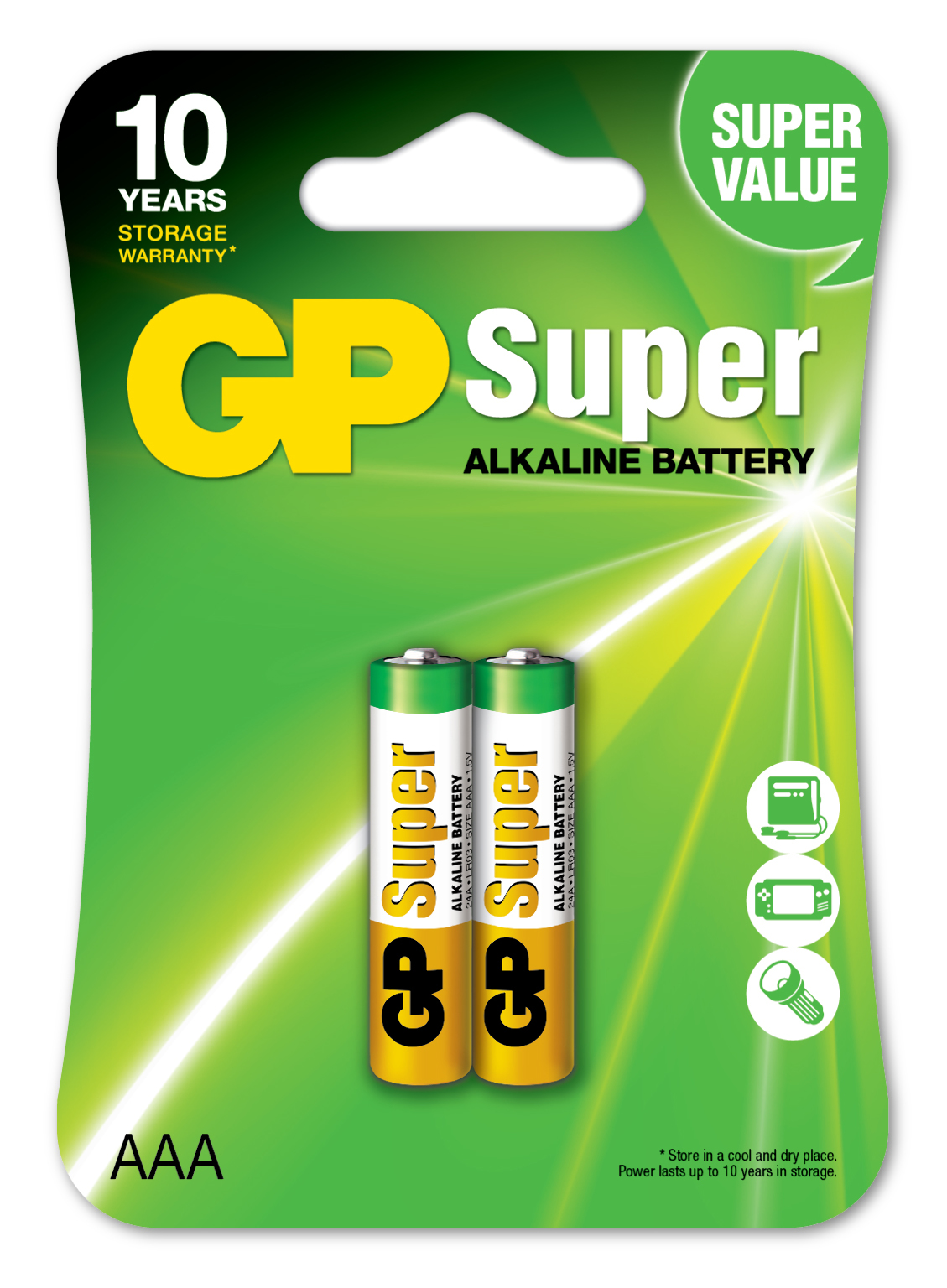 GP Super Alkaline AAA Batteries - 2 Pack