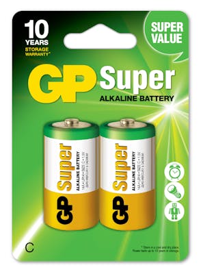 GP Super Alkaline C Batteries - 2 Pack