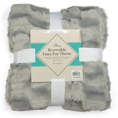 Micro-Mink Blankets - Silver, 45" x 60", Faux Fur