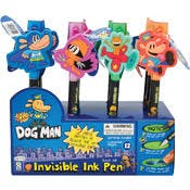 Dog Man Invisible Ink Pens - 4 Designs, Black Ink